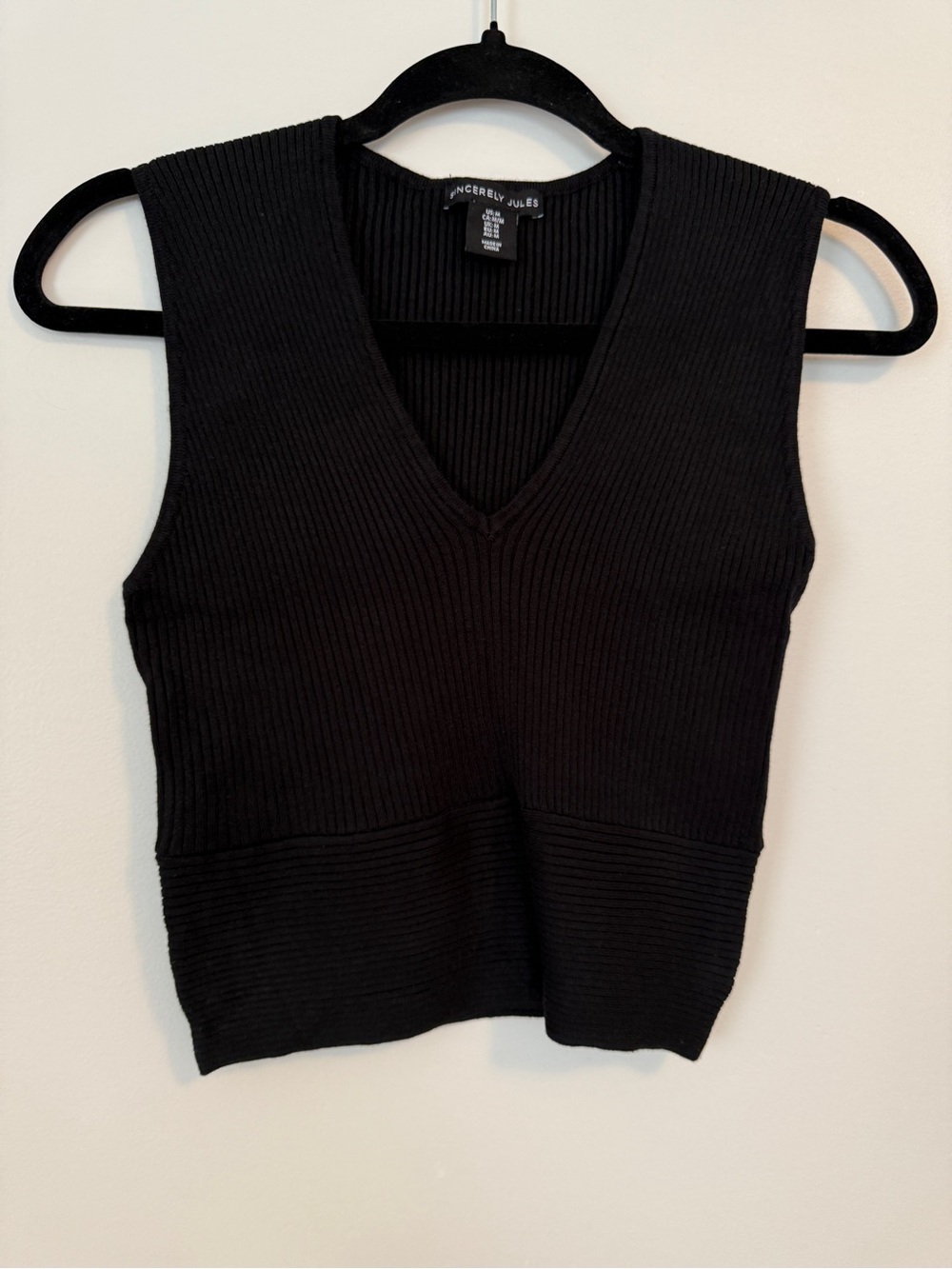 Sincerely Jules Black V-Neck ribbed Top